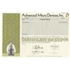 Image 1 : Advanced Micro Devices, Inc. 1990 Specimen Stock Cert. Odd Shares olive green