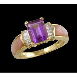 10KY Gold 1.63ct Amethyst/Diamond/Mother of Pea