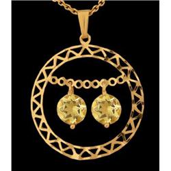 14KY Solid Gold Genuine Citrine Circle Pendant