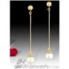 Image 1 : 14KY Gold Dangling Natural Pearl Earrings