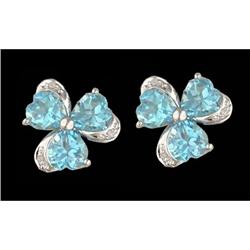 14KW Gold 3.00ct. Blue Topaz Flower Earring