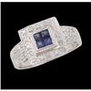 Image 1 : 14KW Gold Sapphire /Diamond Deco Style Ring
