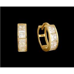 14KY Gold 1.60ct. Cz Hinged Hoop Earrings