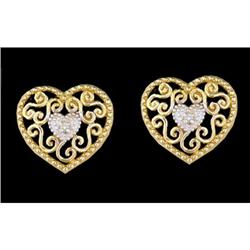 14KYW Gold Diamond Lovely Heart Earrings