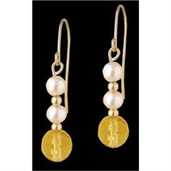 14KY Gold (not plated) Genuine Citrine,Pearl Ea