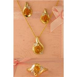 10KY Gold 2.00ct Citrine/Diamond Earrings/Penda