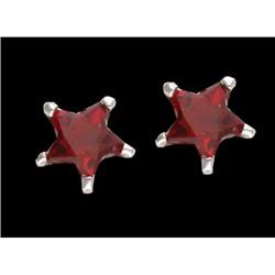 14KW Gold Garnet Star Stud Earrings