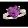 Image 1 : 14KW Gold 3.75ct. Amethyst Heart / Diamond Rin