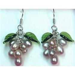 Beautiful Dangling Grape Pearl Earrings