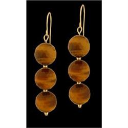14KY Gold (not plated) Triple Tiger Eye Earrin