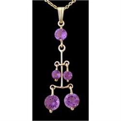 14KY Solid Gold Amethyst Dangling Pendant