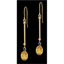 14KY Gold Dangling 1.87ct Genuine Citrine Earr