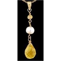 14KY Gold 2.47ct Citrine/ Pearl Pendant