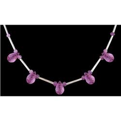14KW Gold 12.05ct Briolette Amethyst Necklace