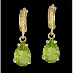 14KY Gold 2.50ct Peridot Dangle Earrings