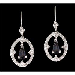 14KW Gold .60ct. Sapphire Diamond Dangling Ear