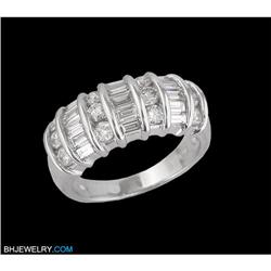 14KW 1.50ct Diamond round-baguette wedding Rin