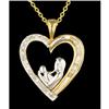 Image 1 : 10K Gold MOM and Baby Diamond Heart Pendant