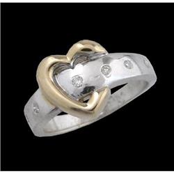 14K Two-Tone Gold Diamond Heart Ring
