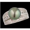 Image 1 : 14KW Gold .50ct. Diamond , Tahitian Pearl Ring