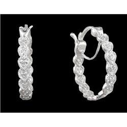 14KW Gold Diamond Hinged Hoop Earrings