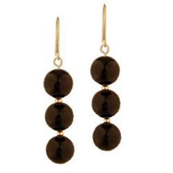 14KY Gold (not plated) Triple Onyx Drop Earring
