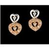 Image 1 : 10K Gold Two-Tone Double Heart Diamond Earring