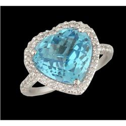 14KW Gold 5.25ct.Heart Shape Blue Topaz Diamon