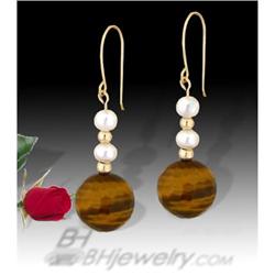 14KY Gold (not plated) Tiger Eye/Natural Pearl 