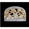 Image 1 : 14K Two-Tone Gold .75ct Diamond Flower Band