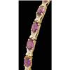 Image 1 : 14KY Gold Amethyst Diamond Tennis Bracelet