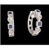 Image 1 : 14KW Gold Sapphire and Diamond Hoop Earrings