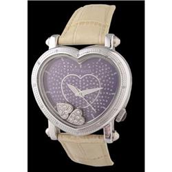 SWISS LADY'S GENUINE LEATHER DIAMOND WATCH