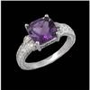 Image 1 : 14K Gold checkerboard-cut 2.90ct Amethyst/Diam