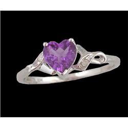 10KW Gold 1.02ct Amethyst and Diamond Heart Ri