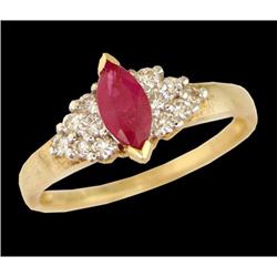 10KY Gold Marquise-Ruby/Diamond Ring