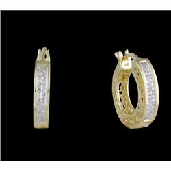 14KY Gold .50ct Diamond Hinged Hoop Earrings