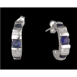 14KW Gold 1.45ct. Sapphire Diamond Earrings