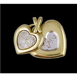 10KY Gold Sweet Double Heart Diamond Pendant