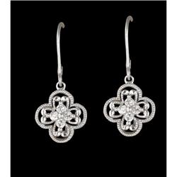 14KW Gold Dangling Diamond Flower Earrings