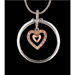 14KW Pink Gold Diamond Heart Pendant / Ring