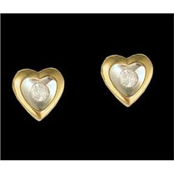 14KYW Gold Diamond Heart Stud Earrings