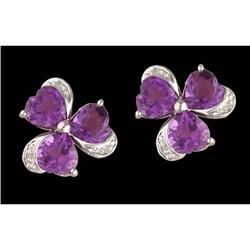14KW Gold 3.00ct. Amethyst Flower Earring