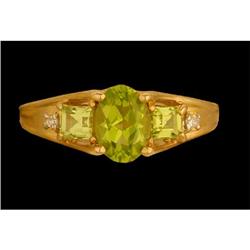 3 Stone 1.65ct. Peridot / Diamond Ring