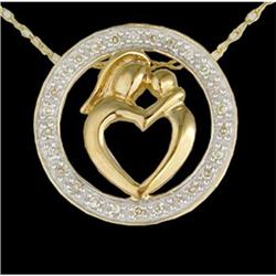 14KY Gold Circle of Love Diamond Parent/Child Necklace