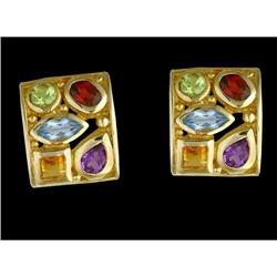 Classical 1.25ct. Multi Color Gemsone Earrings