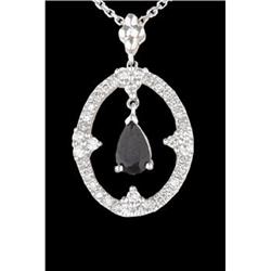 14KW Gold .40ct. Pear Drop Sapphire Diamond Ne