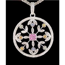 14KW Gold Circle Flower Diamond/Multi Sapphire
