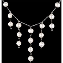 14KW Gold Dangling Pearl Necklace