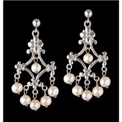 14KW Gold Pearl Chandelier Earrings